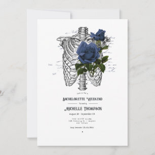 Navy Blue Floral Gothic Bachelorette Weekend Kaart