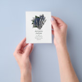 Navy Blue Floral Gothic Wedding Invitation Flyer (Hand)