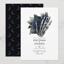 Navy Blue Floral Gothic Wedding QR Code
