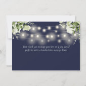 Navy Blue Floral Greenery String Lights Bedankkaart (Achterkant)