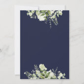 Navy Blue Floral Greenery String Lights Wedding Save The Date (Achterkant)