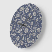 Navy Blue Floral Grote Klok (Hoek)