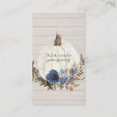 Navy Blue Floral Herfst White Pumpkin Luier Raffle Visitekaartje (Achterkant)