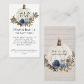 Navy Blue Floral Herfst White Pumpkin Luier Raffle Visitekaartje (Voorkant / Achterkant)