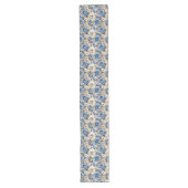 Navy Blue Floral Home Decor Table Runner Lange Tafelloper (Voorkant)