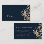 Navy Blue Floral Honeymoon Wish Enclosure Kaart<br><div class="desc">Deze stijlvolle en elegante wensenomhullingskaart van de huwelijksreis is voorzien van prachtige handbeschilderde waterverf wildbloemen die zijn gerangschikt als een prachtig boeket dat perfect is voor lente-,  zomer- of valbruiloften. Zoek overeenkomende objecten in het marinesblauwe Boho Wildflower Wedding Collectie.</div>