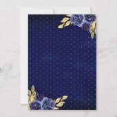 Navy Blue Floral Jurk Charro Gold Quinceanera Kaart (Achterkant)