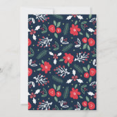 Navy Blue Floral-kerstfotokaarten Feestdagenkaart (Achterkant)
