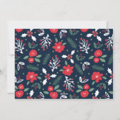 Navy Blue Floral-kerstfotokaarten Feestdagenkaart (Achterkant)