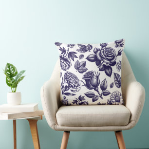 Navy Blue Floral  Kussen