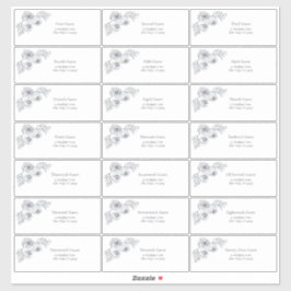 Navy Blue Floral Line Art gastadres Sticker