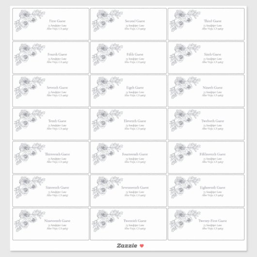 Navy Blue Floral Line Art gastadres Sticker (Vel)