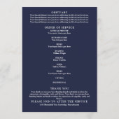 Navy Blue Floral Memorial Funeral Order of Service Programmakaart (Achterkant)