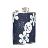 Navy Blue  Floral Monogram Heupfles (Rechts)