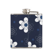 Navy Blue  Floral Monogram Heupfles (Achterkant)