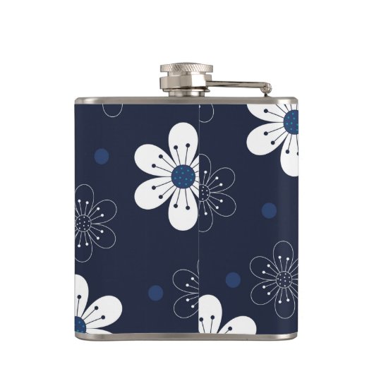 Navy Blue  Floral Monogram Heupfles (Achterkant)