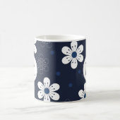 Navy Blue  Floral Monogram Koffiemok (Center)