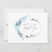 Navy Blue Floral Monogram Weddenschap Hartelijk da Bedankkaart (Voorkant)