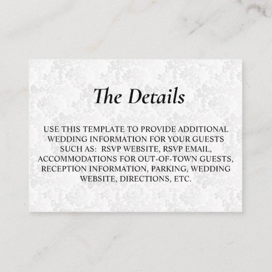 Navy Blue Floral-ontwerp - Gegevens Informatiekaartje (Achterkant)