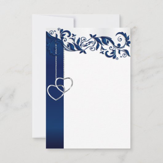 Navy Blue Floral-ontwerp - sla de datum op Save The Date (Achterkant)