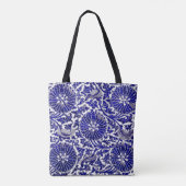  Navy Blue Floral Pattern Tote Bag (Achterkant)