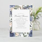 Navy Blue Floral Pattern Waterverf Vrijgezellenfee Kaart (Staand voorkant)