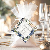 Navy Blue Floral Pattern Waterverf Wedding Bedankjes Labels