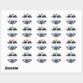Navy Blue Floral Pattern Waterverf Wedding Ronde Sticker (Vel)