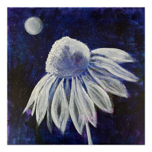 Navy Blue Floral Perfect Poster