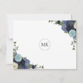 Navy Blue Floral Personalize and Monogram Notitiekaartje (Achterkant)