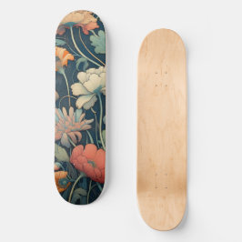 Navy blue floral persoonlijk skateboard