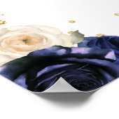 Navy Blue Floral Princess Quinceañera Welkom Poster (Hoek)