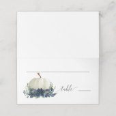 Navy Blue Floral Pumpkin Plaatskaartje (Buitenkant ongevouwen)