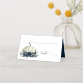 Navy Blue Floral Pumpkin Plaatskaartje (Voorkant)