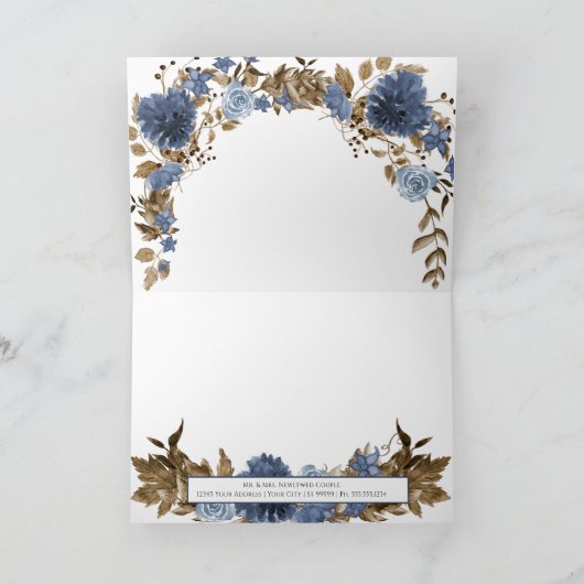 Navy Blue Floral Pumpkin Twinkle Lichten Hartelijk Kaart (Binnen)