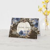 Navy Blue Floral Pumpkin Twinkle Lichten Hartelijk Kaart (Gele Bloem)