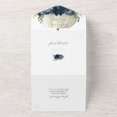 Navy Blue Floral Pumpkin Wedding All In One Uitnodiging (Buitenkant)