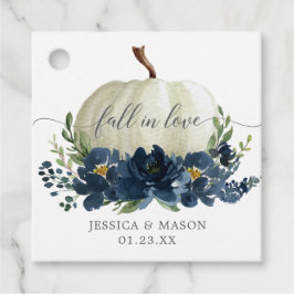 Navy Blue Floral Pumpkin Wedding Bedankjes Labels
