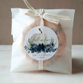 Navy Blue Floral Pumpkin Wedding Ronde Sticker
