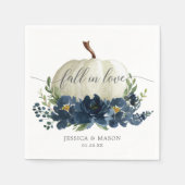 Navy Blue Floral Pumpkin Wedding Servet (Voorkant)