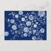 Navy Blue Floral QR Code Wedding Details Card Informatiekaartje (Achterkant)