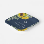 Navy Blue Floral Religious Cross Baptisme Papieren Bordje (Gebogen)