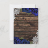 Navy Blue Floral Rozen Rustic Wood Lace RSVP Kaart (Achterkant)