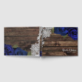 Navy Blue Floral Rozen Rustic Wood Weddenschap Gastenboek (Volledig)