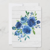 Navy Blue Floral Rustic 55th Birthday Party Kaart (Achterkant)