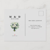 Navy Blue Floral Save the Date, Elegant Aankondigingskaart (Achterkant)
