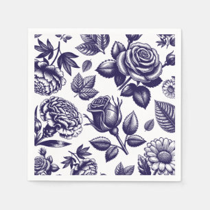 Navy Blue Floral  Servet
