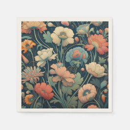 Navy blue floral servet