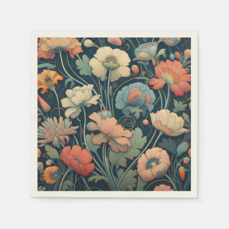 Navy blue floral servet