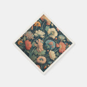 Navy blue floral servet (Hoek)